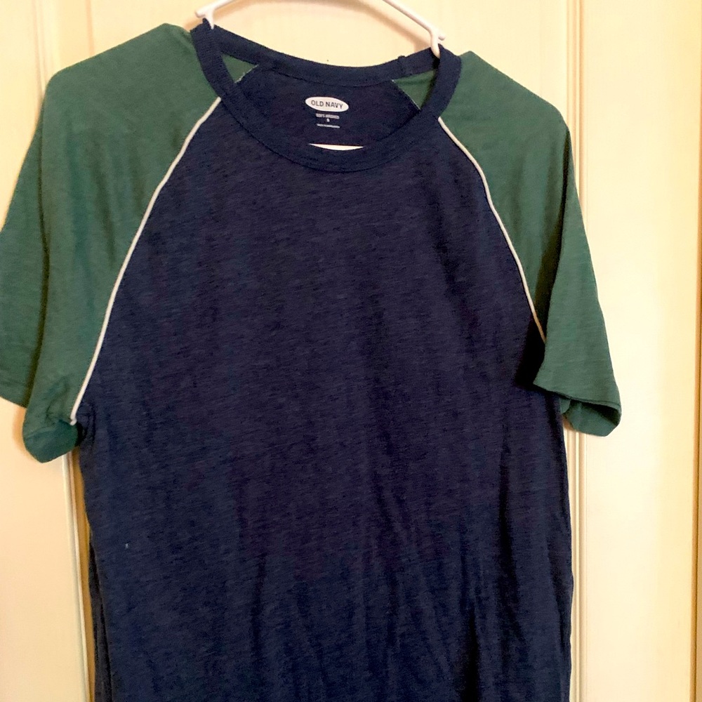 Vintage Boys Old Navy Green and Blue T-shirt Excellent Condition Small